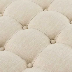Kirklands Home Benches & Ottomans|Round Cepheus Tufted Ottoman Tan