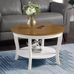 Kirklands Home Coffee Tables|Round and Natural Curved Legs Coffee Table White