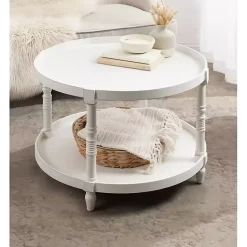 Kirklands Home Coffee Tables|Round Bellport Coffee Table White