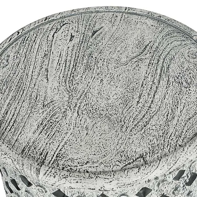 Kirklands Home Accent & End Tables|Round White Wood Lattice Accent Table