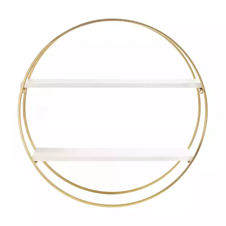 Kirklands Home Shelves|Round White Wood Sequoia Wall Shelf
