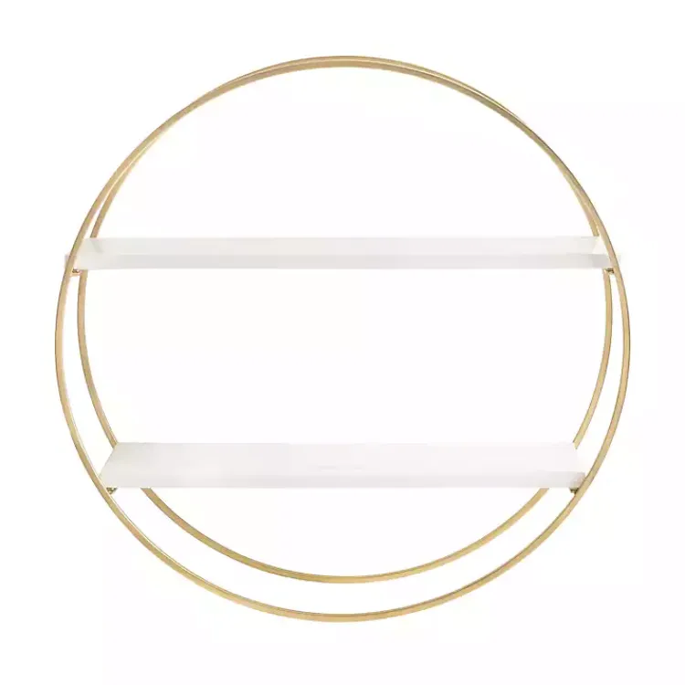 Kirklands Home Shelves|Round White Wood Sequoia Wall Shelf