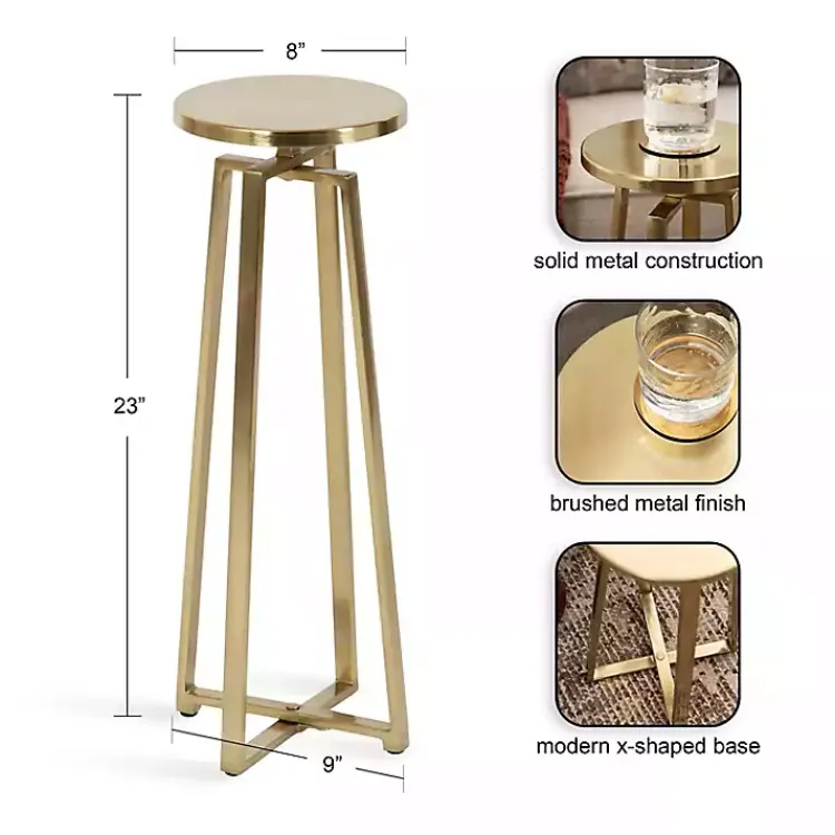 Kirklands Home Accent & End Tables|Round Zia Metal Accent Table Gold