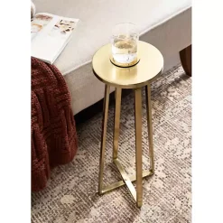 Kirklands Home Accent & End Tables|Round Zia Metal Accent Table Gold