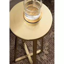Kirklands Home Accent & End Tables|Round Zia Metal Accent Table Gold