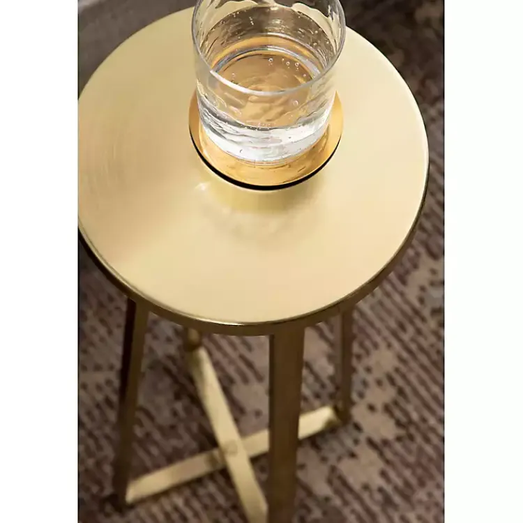 Kirklands Home Accent & End Tables|Round Zia Metal Accent Table Gold