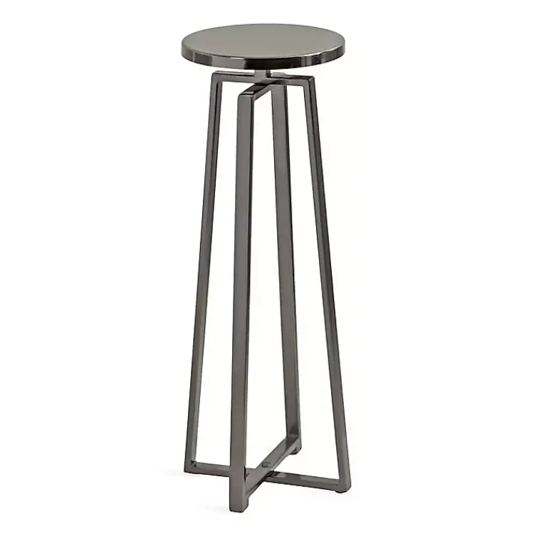 Kirklands Home Accent & End Tables|Round Zia Pewter Metal Accent Table Gray