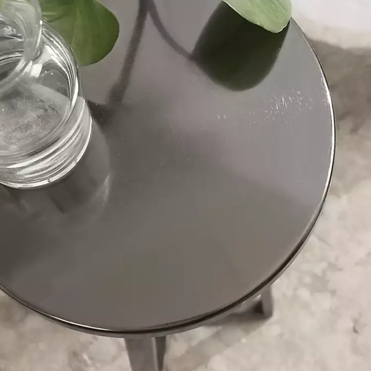 Kirklands Home Accent & End Tables|Round Zia Pewter Metal Accent Table Gray