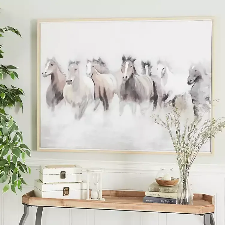 Kirklands Home Framed Art|Running Horses Framed Canvas Art Print