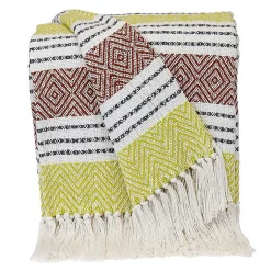 Discount Rust and Neon Herringbone Multi Striped Throw Blankets & Throws