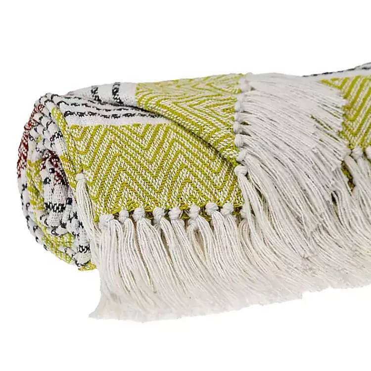 Discount Rust and Neon Herringbone Multi Striped Throw Blankets & Throws