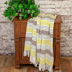 Discount Rust and Neon Herringbone Multi Striped Throw Blankets & Throws