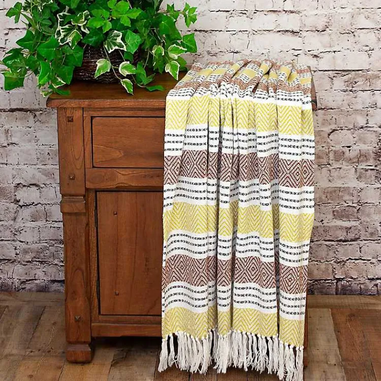 Discount Rust and Neon Herringbone Multi Striped Throw Blankets & Throws