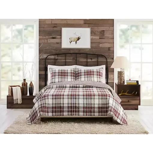 Kirklands Home Quilts|Rust Plaid Camden King 3-pc. Quilt Set