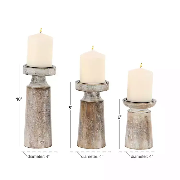 Hot Rust Rustic Mango Wood 3-pc. Candle Holder Set Candle Holders