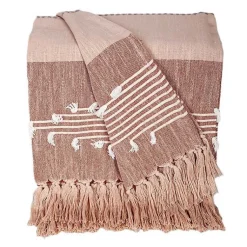 Clearance Rust Slub Striped Tassel Throw Blankets & Throws