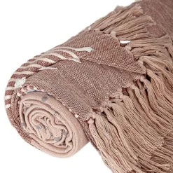 Clearance Rust Slub Striped Tassel Throw Blankets & Throws