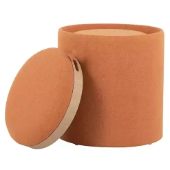 Kirklands Home Benches & Ottomans|Rust Upholstered Ottomans with Tray Tops, Set of 2 Orange