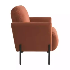 Kirklands Home Accent Chairs|Rust Velvet Upholstered Knox Accent Chair Orange