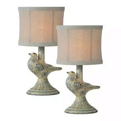 Kirklands Home Table Lamps|Rustic June Bird Mini Table Lamps, Set of 2 Blue