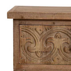 Kirklands Home Accent & End Tables|Rustic Ornate Carved Wood Accent Table Brown