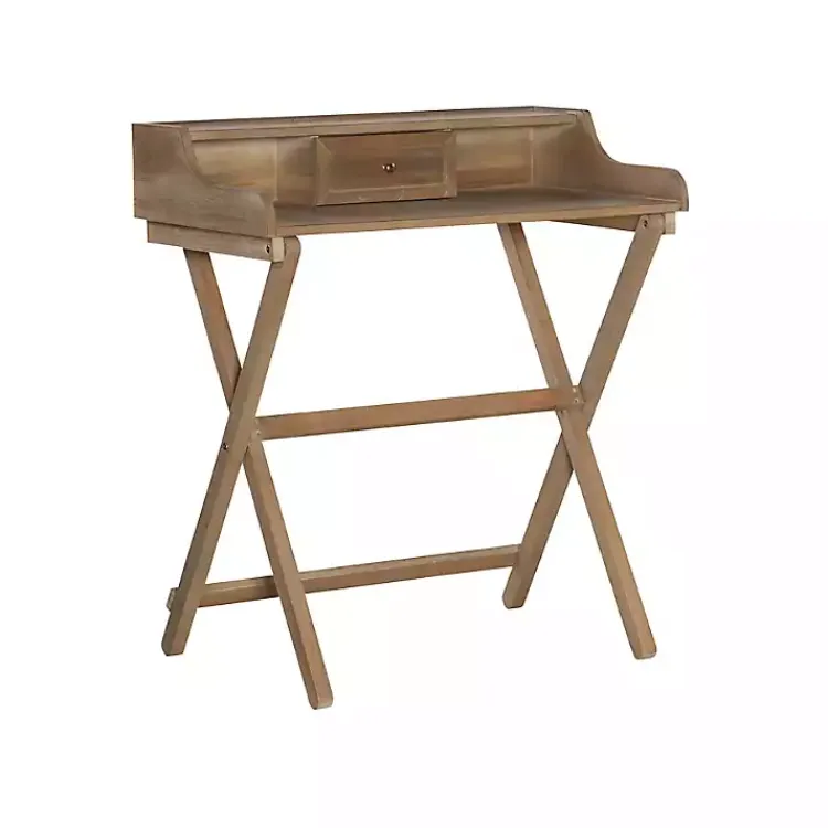 Kirklands Home Office Furniture|Rustic Wooden Folding Desk Brown