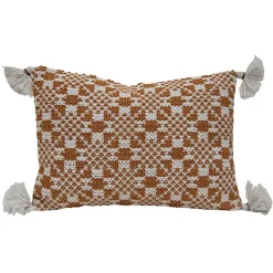 Kirklands Home Outdoor Cushions & Pillows|Rustic Cross Stitch Outdoor Lumbar Pillow