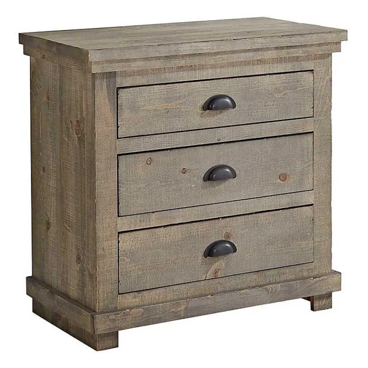 Kirklands Home Nightstands|Rustic 3-Drawer Wood Nightstand Brown