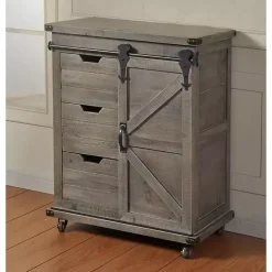 Kirklands Home Cabinets & Sideboards|Rustic Fir Wood Rolling Barn Door Cabinet Gray