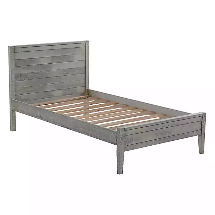 Kirklands Home Beds & Headboards|Rustic Gray Pine Panel Twin Bed Frame