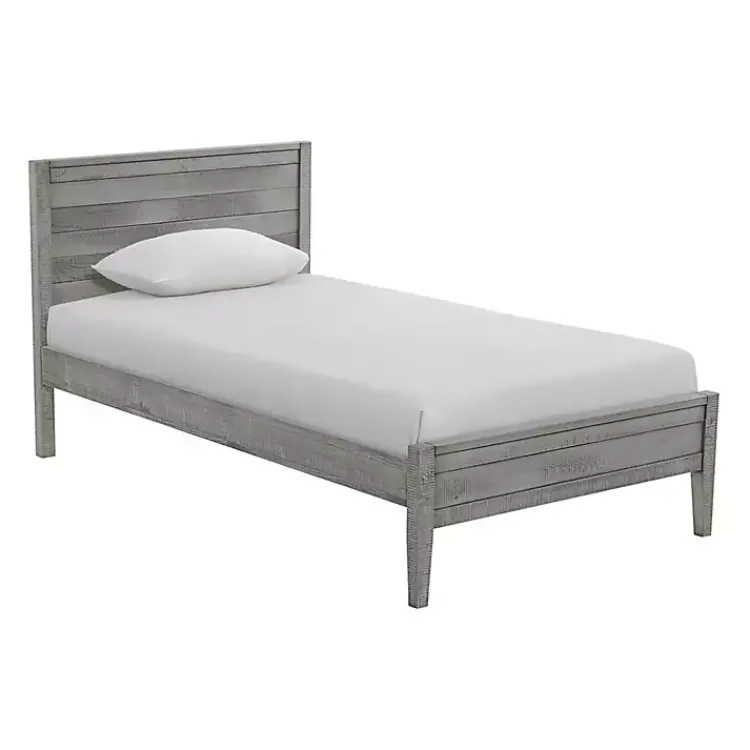 Kirklands Home Beds & Headboards|Rustic Gray Pine Panel Twin Bed Frame