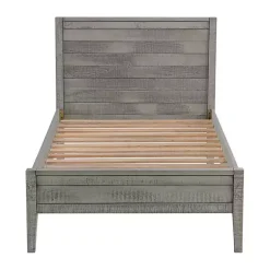 Kirklands Home Beds & Headboards|Rustic Gray Pine Panel Twin Bed Frame
