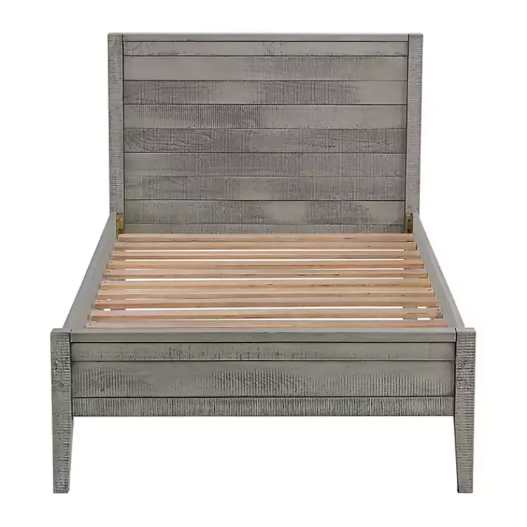 Kirklands Home Beds & Headboards|Rustic Gray Pine Panel Twin Bed Frame