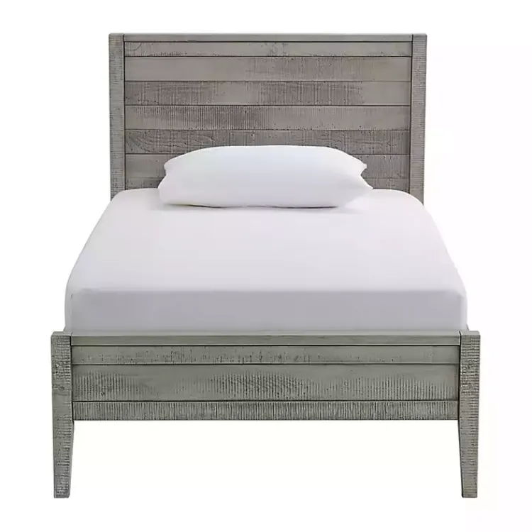 Kirklands Home Beds & Headboards|Rustic Gray Pine Panel Twin Bed Frame
