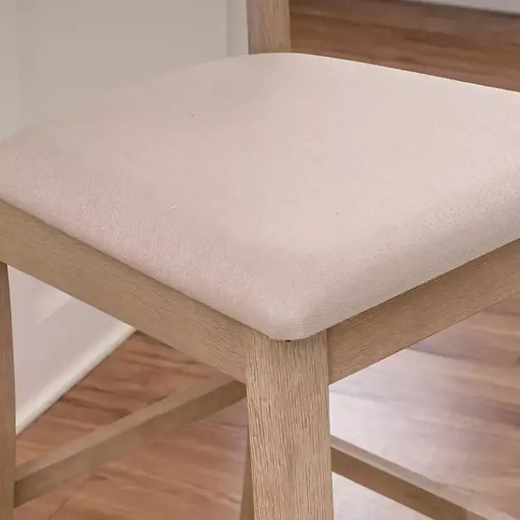 Kirklands Home Bar Stools & Counter Height Stools|Rustic Graywash Wood Upholstered Counter Stool Brown