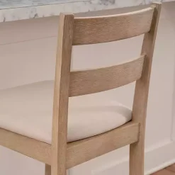 Kirklands Home Bar Stools & Counter Height Stools|Rustic Graywash Wood Upholstered Counter Stool Brown