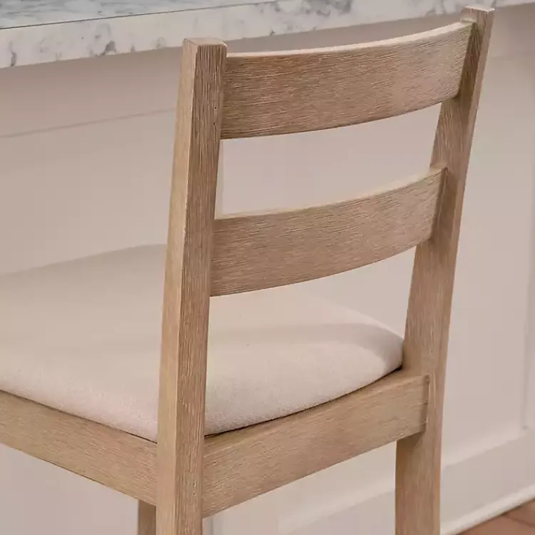 Kirklands Home Bar Stools & Counter Height Stools|Rustic Graywash Wood Upholstered Counter Stool Brown