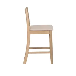 Kirklands Home Bar Stools & Counter Height Stools|Rustic Graywash Wood Upholstered Counter Stool Brown