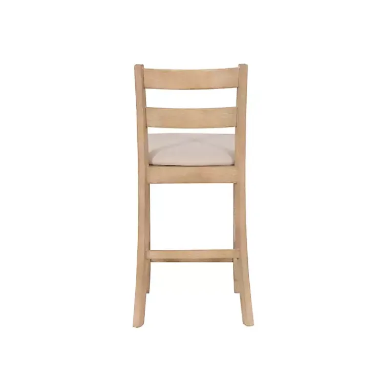 Kirklands Home Bar Stools & Counter Height Stools|Rustic Graywash Wood Upholstered Counter Stool Brown