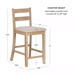 Kirklands Home Bar Stools & Counter Height Stools|Rustic Graywash Wood Upholstered Counter Stool Brown