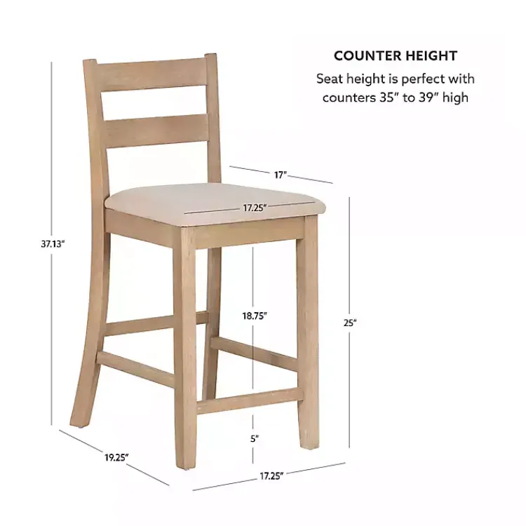 Kirklands Home Bar Stools & Counter Height Stools|Rustic Graywash Wood Upholstered Counter Stool Brown