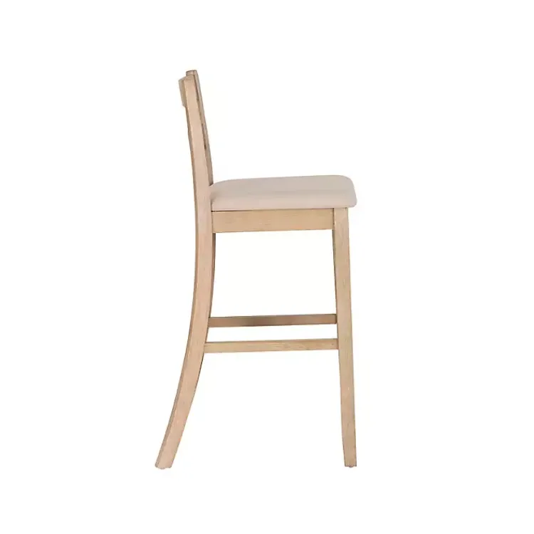Kirklands Home Bar Stools & Counter Height Stools|Rustic Graywash Wood Upholstered Bar Stool Brown