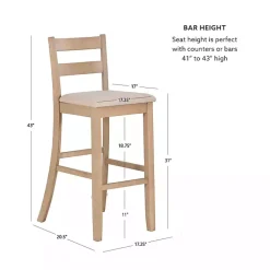 Kirklands Home Bar Stools & Counter Height Stools|Rustic Graywash Wood Upholstered Bar Stool Brown