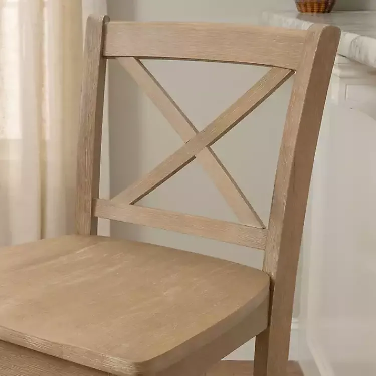 Kirklands Home Bar Stools & Counter Height Stools|Rustic Graywash Wood X Back Bar Stool Brown