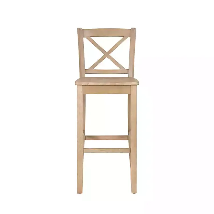 Kirklands Home Bar Stools & Counter Height Stools|Rustic Graywash Wood X Back Bar Stool Brown