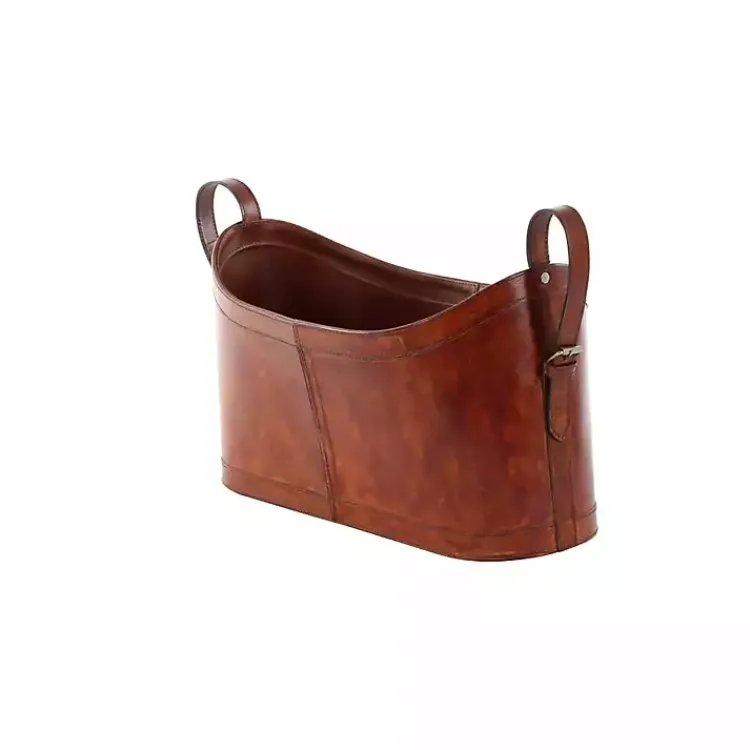 Outlet Rustic Leather Magazine Basket Baskets & Boxes