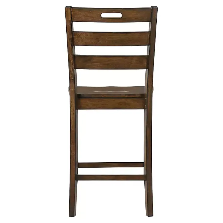 Kirklands Home Bar Stools & Counter Height Stools|Rustic Oak Wood Quinby Counter Stools, Set of 2 Brown