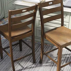 Kirklands Home Bar Stools & Counter Height Stools|Rustic Oak Wood Quinby Counter Stools, Set of 2 Brown