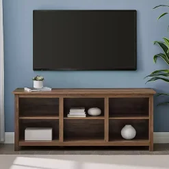 Kirklands Home Tv Stands & Media Consoles|Rustic Oak Wood Slatted Sides Media Cabinet Brown