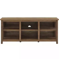 Kirklands Home Tv Stands & Media Consoles|Rustic Oak Wood Slatted Sides Media Cabinet Brown